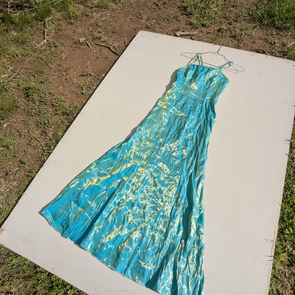 Elegant Blue and Green Women's Dress